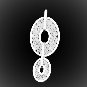 Pendentif Ellipse Double en broderie d'argent Pendentif Ellipse Double en broderie d'argent