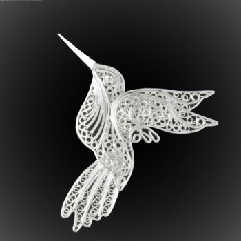 Broche Colibri en broderie d'argent Broche Colibri en broderie d'argent