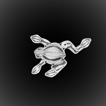 Broche Grenouille en broderie d'argent Broche Grenouille en broderie d'argent