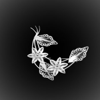 Broche Hawaiian Flower en broderie d'argent Broche Hawaiian Flower en broderie d'argent