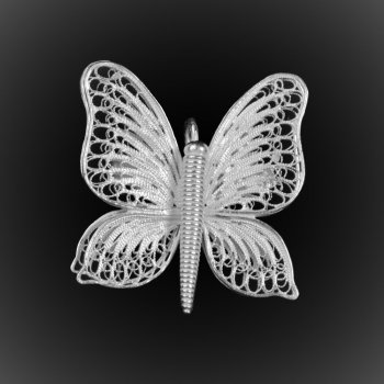 Broche Pendentif Butterfly en broderie d'argent Broche Pendentif Butterfly en broderie d'argent
