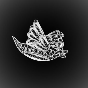 Broche Twitter en broderie d'argent Broche Twitter en broderie d'argent
