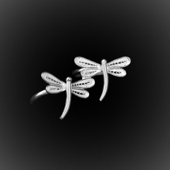 Bague Libellule Deux Doigts en filigrane d'argent Bague Libellule Deux Doigts en filigrane d'argent