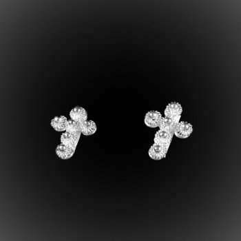 Boucles d'oreilles Vintage Cross en broderie d'argent Boucles d'oreilles Vintage Cross en broderie d'argent