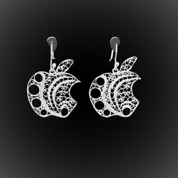 Boucles d'oreilles Apple Addict en broderie d'argent Boucles d'oreilles Apple Addict en broderie d'argent