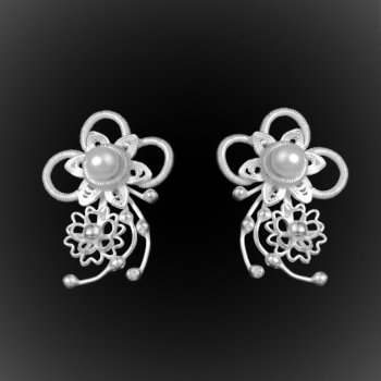 Boucles d'oreilles Arabesque en broderie d'argent Boucles d'oreilles Arabesque en broderie d'argent