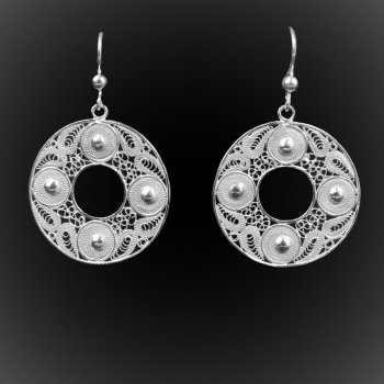 Boucles d'oreilles Boussoles en broderie d'argent Boucles d'oreilles Boussoles en broderie d'argent