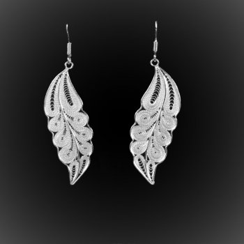 Boucles d'oreilles Spirale d'automne en broderie d'argent Boucles d'oreilles Spirale d'automne en broderie d'argent