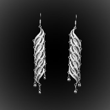 Boucles d'oreilles Ondulations en broderie d'argent Boucles d'oreilles Ondulations en broderie d'argent