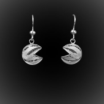 Boucles d'oreilles Petit Pacman en broderie d'argent Boucles d'oreilles Petit Pacman en broderie d'argent