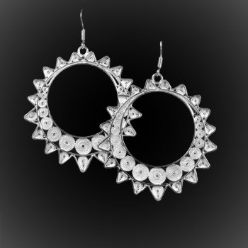 Boucles d'oreilles Soleil d'argent brodé Boucles d'oreilles Soleil d'argent brodé