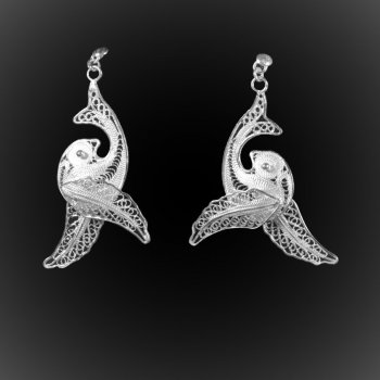 Boucles d'oreilles Colombe d'argent brodé Boucles d'oreilles Colombe d'argent brodé