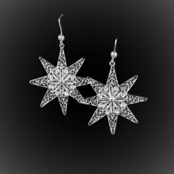 Boucles d'oreilles Morning Star en broderie d'argent Boucles d'oreilles Morning Star en broderie d'argent