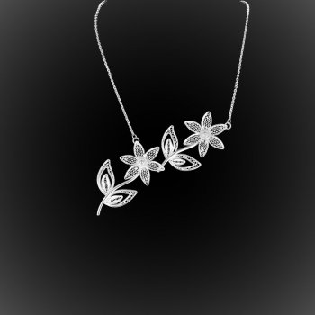 Collier Paquerette en broderie d'argent Collier Paquerette en broderie d'argent