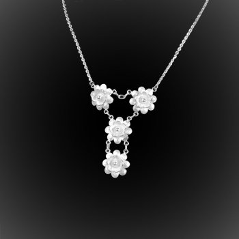 Collier Pushing daisies en broderie d'argent Collier Pushing daisies en broderie d'argent