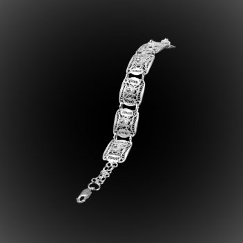Bracelet Biscuit d'argent brodé Bracelet Biscuit d'argent brodé