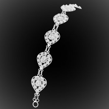 Bracelet Coeur d'étoiles en broderie d'argent Bracelet Coeur d'étoiles en broderie d'argent