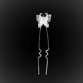 Epingle de chignon Papillon en broderie d'argent Epingle de chignon Papillon en broderie d'argent