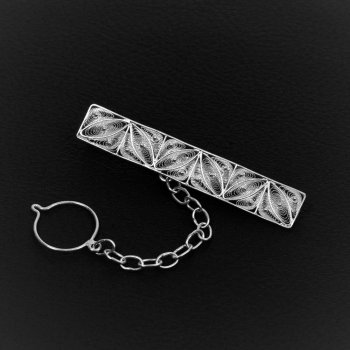 Pince à cravate Rectangle multi-carrés en broderie d'argent Pince à cravate Rectangle multi-carrés en broderie d'argent