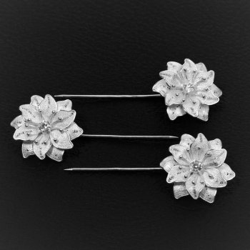 Piques à cheveux Fleur de diamant (3 pièces) en broderie d'argent Piques à cheveux Fleur de diamant (3 pièces) en broderie d'argent