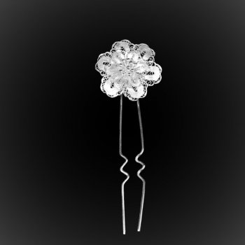 Epingle de chignon Fleur magistrale en broderie d'argent Epingle de chignon Fleur magistrale en broderie d'argent