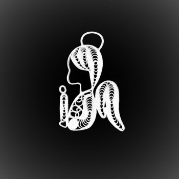Pendentif Ange à la bougie en broderie d'argent Pendentif Ange à la bougie en broderie d'argent