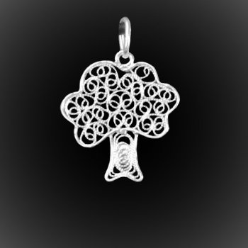 Pendentif Arbre de vie en broderie d'argent Pendentif Arbre de vie en broderie d'argent