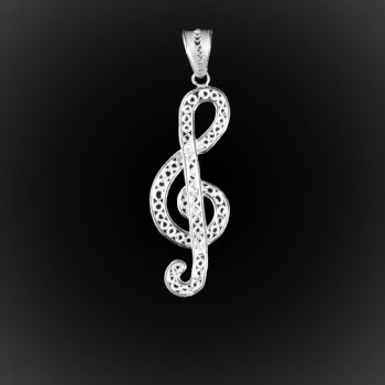 Pendentif Clé de sol en broderie d'argent Pendentif Clé de sol en broderie d'argent