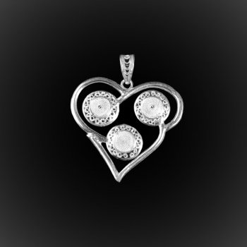 Pendentif Coeur Tribal en broderie d'argent Pendentif Coeur Tribal en broderie d'argent
