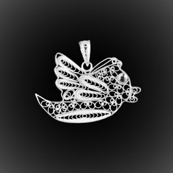 Pendentif Twitter en broderie d'argent Pendentif Twitter en broderie d'argent