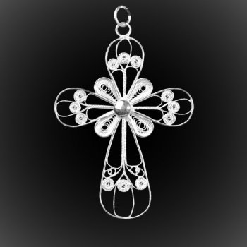 Pendentif Elegant Cross en broderie d'argent Pendentif Elegant Cross en broderie d'argent