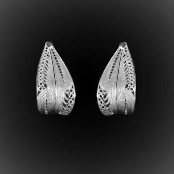 Boucles d'oreilles Plume d'argent brodé Boucles d'oreilles Plume d'argent brodé