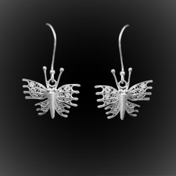 Boucles d'oreilles Great Butterfly en broderie d'argent Boucles d'oreilles Great Butterfly en broderie d'argent