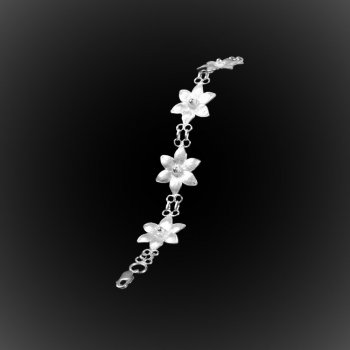 Bracelet Lotus d'argent brodé Bracelet Lotus d'argent brodé