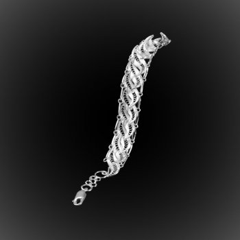 Bracelet Ondulations en broderie d'argent Bracelet Ondulations en broderie d'argent