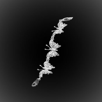 Bracelet Lovely Butterfly en broderie d'argent Bracelet Lovely Butterfly en broderie d'argent
