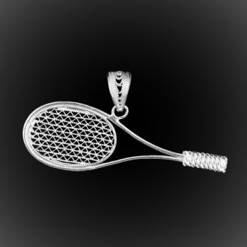 Pendentif Raquette en broderie d'argent Pendentif Raquette en broderie d'argent