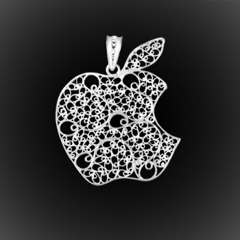 Pendentif Apple en broderie d'argent Pendentif Apple en broderie d'argent