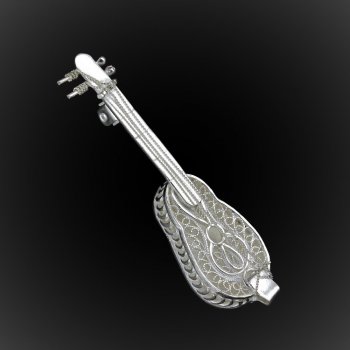 Broche Mandoline en broderie d'argent Broche Mandoline en broderie d'argent